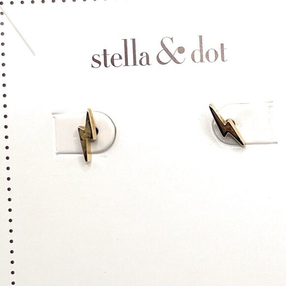 Lightening Bolt Gold Studs Stella & Dot Earrings - E511G - Picture 1 of 1